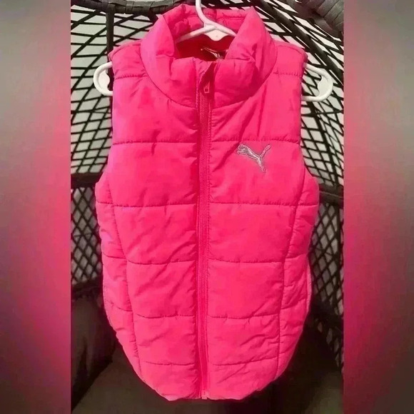 Puma little girl puffer vest pink size 5-6 - Picture 1 of 6